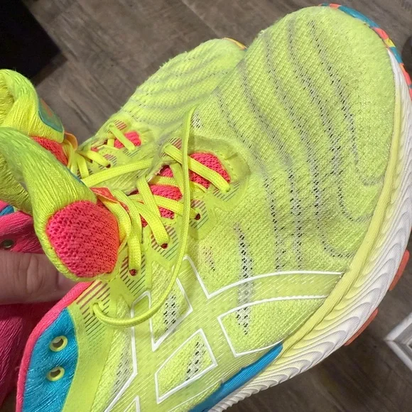 Asics Bright Yellow Sneakers with Pink and Blue Accents - Picture 10 of 10